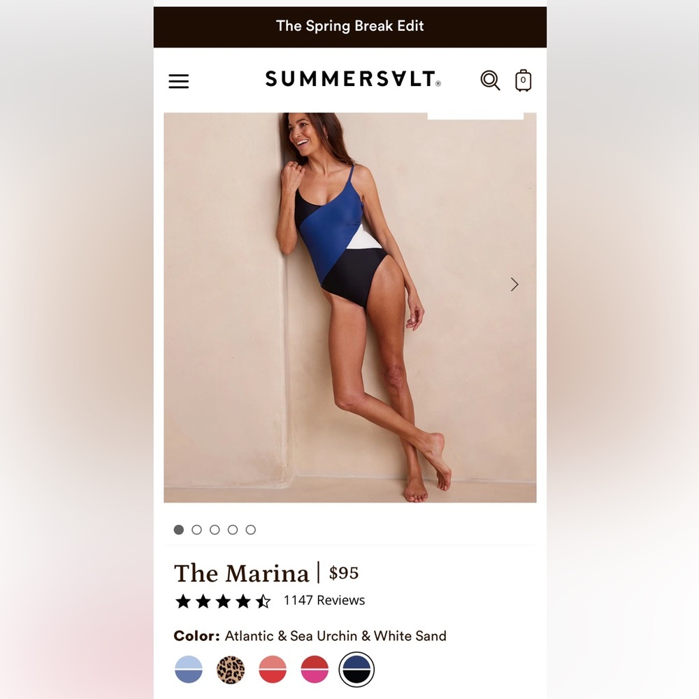 Summersalt Marina One Piece NWT size 6 Atlantic/Sea Urchin/White Retails for $95